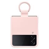 SAMSUNG Galaxy Z Flip 4 Halkalı Silikon Kılıf, Parmak Halkalı Koruyucu Telefon Kılıfı, Mat Yüzey, Cesur Stil, El Tasarımı, ABD Versiyonu, Pembe