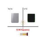 Samsung Galaxy Z Flip 5 Gri Renk Uyumlu Arka Kapak + B7000 Yapıştırıcı Arka Cam Batarya Kapağı Pil Kapağı Lazer Kesim Back Cover Galaxy Z Flip 5 Uyumlu