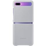 Samsung Galaxy Z Flip Deri Cep Telefonu Kılıfı, Gümüş Gri