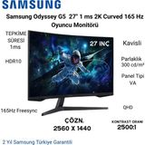 Samsung Odyssey G5 G55C 27 " 1 Ms 2k Curved 165 Hz Oyuncu Monitörü + Razer Oyuncu Mouse Hediye - OYUNCU MOUSE HEDİYE - Gri - Siyah