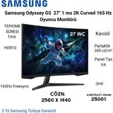 Samsung Odyssey G5 G55c 27 " 1 Ms 2K Curved 165 Hz Oyuncu Monitörü + Razer Oyuncu Mouse Hediye