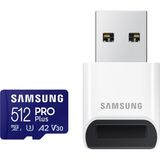 Samsung Pro Plus Microsd Kart + USB Kart Okuyucu, 512 Gb, Akıllı Telefonlarda, Tabletlerde ve El Konsollarında Mobil Oyun Oynamak Için, Uhs-I U3, Full Hd ve 4K Uhd, 180 Mb/s Okuma, 130 Mb/s Yazma, Mb-