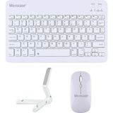 Samsung S10 Fe ile Uyumlu Türkçe Bluetooth Klavye+Mouse+Tablet Standı Beyaz AL5166