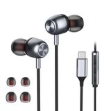 Samsung S23 FE S22 S21 S20 A53 A54 için USB C Kulaklık Kablolu Kulaklıklar Metal Kulak Tipi C Kulaklık Mikrofon Ses Kontrolü ile iPhone 15 Pro Max iPhone 16 Pro Max için Bas Stereo 6 6a 7a 8 5