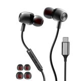 Samsung S24 S23 FE S22 S21 S20 A53 A54 için USB C Kulaklıklar Kablolu Kulaklıklar Metal Kulak Tipi C Kulaklık Mikrofon Ses Kontrollü Bas Stereo iPhone 17 Pro Max iPhone 16 Pro Max Pixel (Siyah)