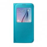 Samsung S6 S-View Cover Kılıf Deri Mavi EF-CG920PLEGWW