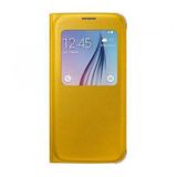 Samsung S6 S-View Kılıf Deri Sarı EF-CG920PYEGWW