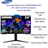 Samsung Samsung Odyssey G3 G30d 24" 180Hz 1Ms Va Pivot Gaming Monitör + Havit Game Kablolu Optik Oyuncu Mouse