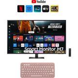 Samsung Smart Monitor Tv 43" 109 Ekran- 4K Ultra Hd Görüntü Kalitesi ve Şık Ince Tasarım+Logitech Kablosuz Klavye+Hareketli Askı Aparatı - Pembe Klavye