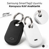 Samsung SmartTag2 Uyumlu Koruyucu Kılıf Anahtarlık 2'li Set Siyah ve Beyaz | Siyah + Beyaz, Anahtarlık Halkası