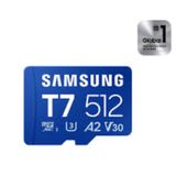 Samsung T7 microSD Kart, 512 GB, Mavi, 170 MB/sn Okuma Hızı, A2 Uygulama Performansı, UHS-I, U3, V30, Akıllı Telefon, Tablet ve Dizüstü Bilgisayarlarla Uyumlu, MB-MB512T/WW