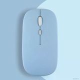 Samsung Tablet Şarj Edilebilir Sessiz Mouse Bluetooth + 2.4Hz Wifi Kablosuz Mouse Fare Mavi