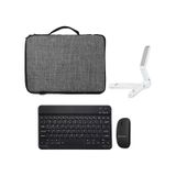 Samsung Uyumlu Galaxy Tab A11 Plus İçin Tablet Çanta + Bluetooth Klavye + Mouse + Stand Al8112 Laptop Çantası gri