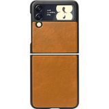Samsung Uyumlu Galaxy Z Flip 3 Için Deri Desenli Plastik Kilif - Kahve 538281937