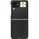 Samsung Uyumlu Galaxy Z Flip 3 Için Deri Desenli Plastik Kilif - Siyah 538280745