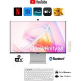 Samsung Viewfinity S9 PIXEL, 27"inç 60 Hz 5 ms Kumandalı Slim Monitör-Tv +Kablosuz Klavye 5K(5120 x 2880) LCD Monitör - beyaz
