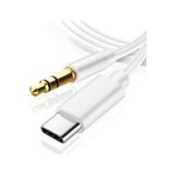 Samsung Xiaomi Uyumlu Aux Kablosu Type-C To Jack Çevirici Dönüştürücü Beyaz Bluetooth Gerektirmez DT24T-J0690 Beyaz