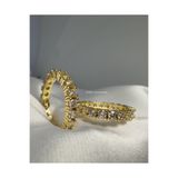 Samu Accessories Tamtur Sıra Taşlı Çelik Yüzük - Golden Full Eternity
