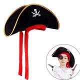 Samur 45x16 cm Çocuk Boy Kadife Jack Sparrow Denizci Korsan Şapkası