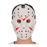 Samur Beyaz Renk Kırmızı Çizgili Tam Yüz Hokey Jason Hannibal Maskesi