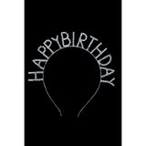 Samur Kristal Gümüş Taşlı Happy Birthday Doğum Günü Tacı