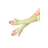 samur parti parti aksesuar & kostüm 80’ler 90’lar Retro Neon Yeşil File Parmaksız Eldiven 26 cm