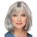 samur parti parti aksesuar & kostüm Gri Renk Yaşlı Peruğu Kısa Saç Kısa Peruk Gri Teyze Peruğu
