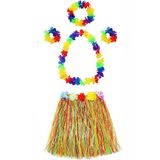 samur parti parti aksesuar & kostüm Yetişkin Ve Çocuk Uyumlu Luau Aloha Hawaii Kolye Renkli Etek Taç Ve Bileklik Seti