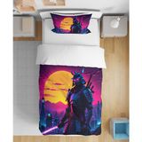 Samuray 3D Dijital Baskılı Tek Kişilik Çarşafsız Genç Erkek Nevresim Takımı - Renkli - 160 x 220 cm