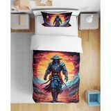 Samuray 3D Dijital Baskılı Tek Kişilik Erkek Çocuk Genç Çarşafsız Nevresim Takımı - Renkli - 160 x 220 cm