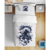 Samuray Ninja 3D Dijital Baskılı Tek Kişilik Çarşafsız Genç Erkek Çocuk Nevresim Takımı - Beyaz - Mavi - 160 x 220 cm