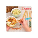 SAMYANG 2Çift Desenli Yıkanabilir Kore Çin Bambu Chopsticks Yemek Çubuğu | Desenli Bambu Chopstick 2