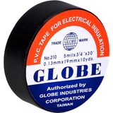 SAN METAL Sarcool Globe Siyah Plastik İzole Elektrik Bandı 0.13 mm x 19 mm x 10 yds Yüksek Kalite