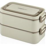 Şanal Beslenme Kutusu Paslanmaz Çelik - 2000 ml Çorba (Yoğurt) Kaseli 2 Katlı Yeni Nesil Sefer Tası Lunch Box (Bej) - Adaçayı
