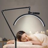 Şanal Coverzone Profesyonel LED Hilal Işık 3 Modlu Telefon Tutuculu Makeup Klinik Ipek Kirpik Protez Tırnak Botoks Dolgu Estetisyen Yarım Ay LED C-Kelepçe ile Masa Kenarına Sıkıştırılabilir Metal Işık Stand - 001