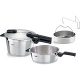 Şanal Fissler Vitaquick Premium Düdüklü Tencere Set 4,5+2,5 Litre Buharlama Aparatlı - Ahşap - 1,8 L