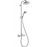 Şanal Hansgrohe Croma Duş Bataryası Seti, El Duşlu, Yağmur Airpower Sprey, Quickclean Duş Borusu Duş Seti, Krom, 27185001 Büyük - Adaçayı Yeşili
