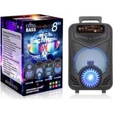 Şanal Kablosuz Hoparlör 8 Inç Büyük Boy Bluetooth Speaker Karaoke Mikrofon Işıklı Parti Fmradyo Aux Sd USB - Adaçayı Yeşili