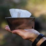 Şanal Kamp Ayısı® Coffdripp™ V60 Filtre Kahve Demlik: Katlanabilir Paslanmaz Çelik Kahve Dripper - 0002 - Beyaz