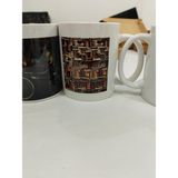 Şanal Kitaplık Kupa - Kitap Duvarı Temalı Seramik Bardak Kitap Sever Hediyesi 325ML - 00-Siyah - Beyaz