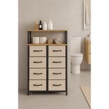 Şanal Miyuhome 2 Raflı 8 Çekmeceli Banyo Düzenleyici Deri Çekmeceli Banyo Organizer Wc Organizer Krem
