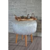 Sanal Mobilya Dolce Yuvarlak Silindir Puf Beyaz Peluş
