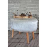 Sanal Mobilya Valente Oval Puf Beyaz Peluş