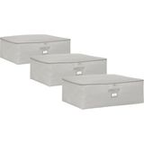 Şanal Ocean Home Textile 3'lü Büyük Boy Gri Balıksırtı Baza Altı Hurç Set 62 x 46 x 22 cm - 001-Renkli