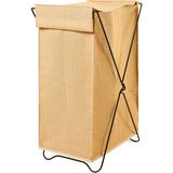 Şanal Ocean Home Textile Katlanabilir Bölmeli Siyah Metal Destekli Naturel Jüt Çamaşır Sepeti 44 x 29 x 70 cm - 00-Siyah - Beyaz