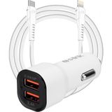 Şanal S-Link SL-EC35PD 36W Pd 3.0 Lightning Pd Kablo 3.4A Hızlı Şarj Pd 18W + USB Qc3.0 Beyaz Araç Hızlı Şarj Cihazı
