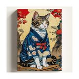Şanal Sayılarla Boyama Tuval Hobi Seti, Japon Kedi Temalı Fırça ve Boya Dahil Set (Çıtalı) 40X50 Cm, Kendin Yap Sayılarla Tuval Boya Kiti (Kasnaklı) - 1