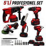Sanal Ticaretiniz Profesyonel Şarjlı Darbeli 5'li Set 2-26 Hilti 125MM Taşlama 13MM Matkap 650NM Somun Sökme Dal Budama