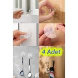 Sanal Trend 4 Adet Kristal Topuzlu Yapışkanlı Dolap Çekmece Kapak Tutma Kulpu Takı, Havlu Asmak İçin Kulp - Şeffaf