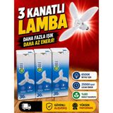 Sanal Ucuzcum 36 3 Kanatlı 36W LED Lamba E27 Duy 6500K Beyaz Işık Katlanabilir Kanatlı Ampul Enerji Tasarruflu Yüksek Aydınlatma
